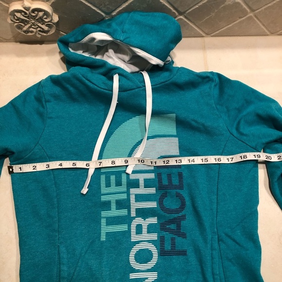 🌈 6/$60, The North Face Trivert Logo, Pullover Hoodie, Teal/White, Small - Picture 8 of 9